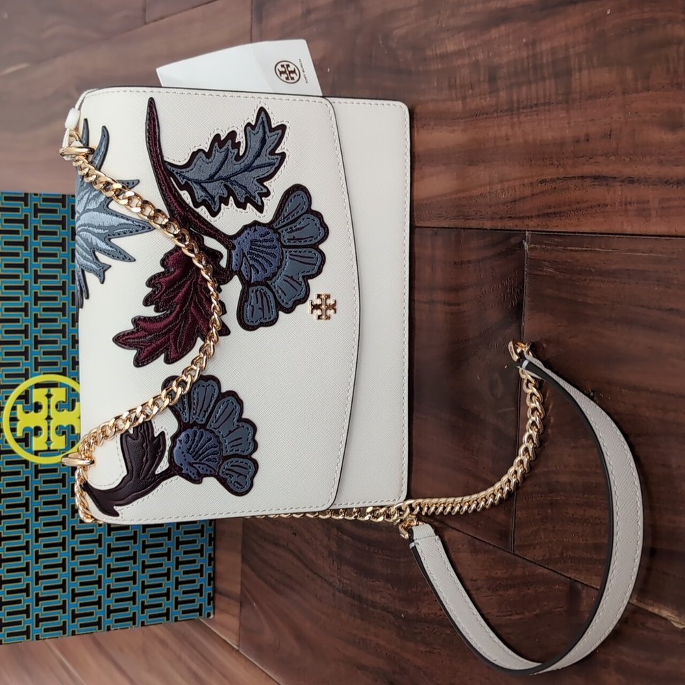 Tory Burch Emerson Floral Applique Crossbody Bag + Dust + Gift Bag Nwt ❤️